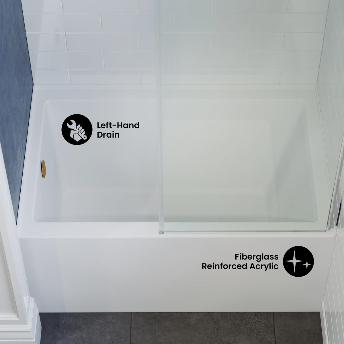 Voltaire 60" x 32" Right-Hand Drain Alcove Bathtub with Apron