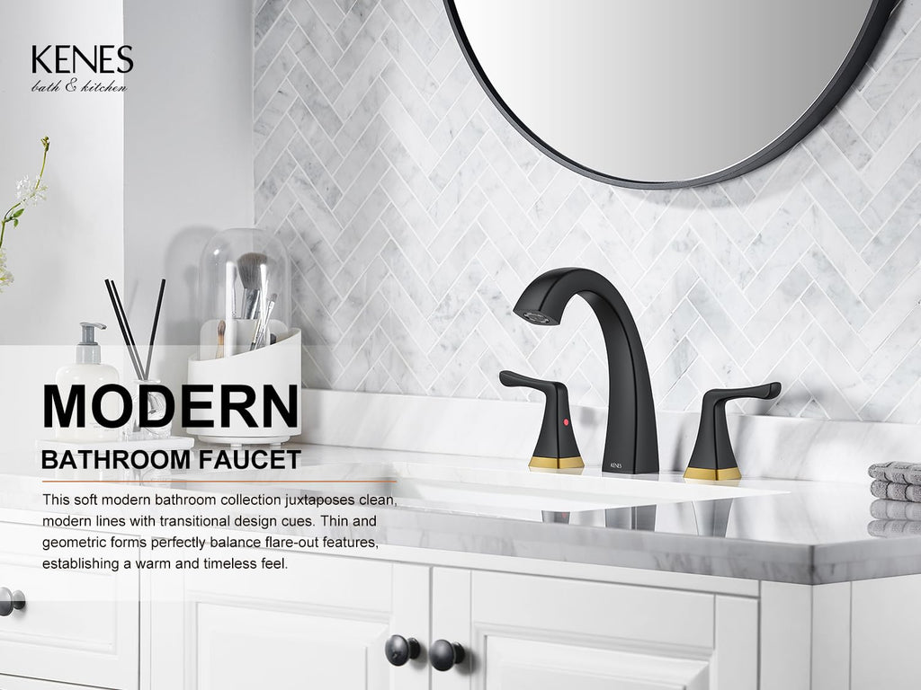 KENES Bathroom Faucets for Sink 3 Hole, Chrome 8 Inch 2 Handle Widespread