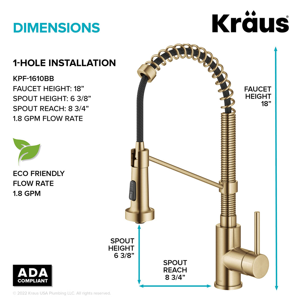 KRAUS Chrome 18.75 in Commercial Pull Down Kitchen Faucet KPF-1610CH