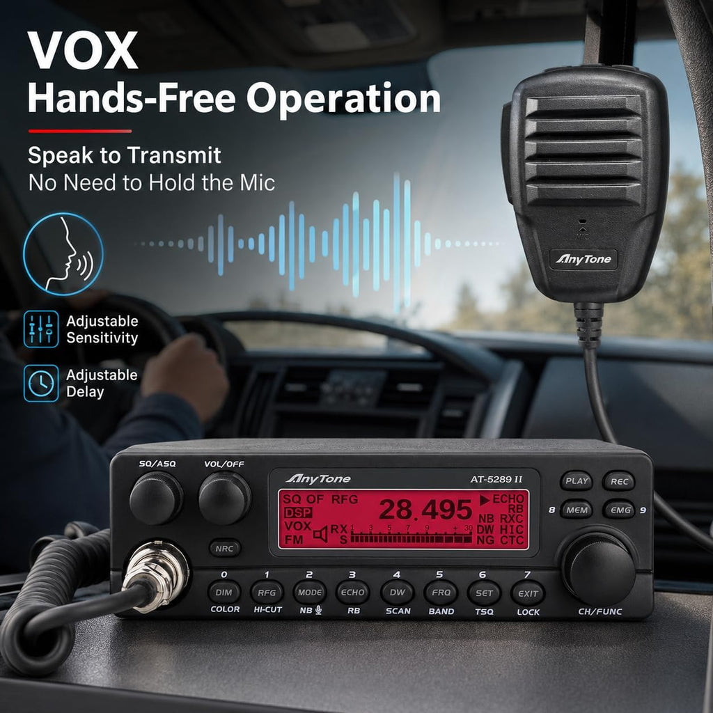 AnyTone AT-5289 II 10 Meter Mobile Ham Radio, 50W FM, 20W AM (60W PEP)