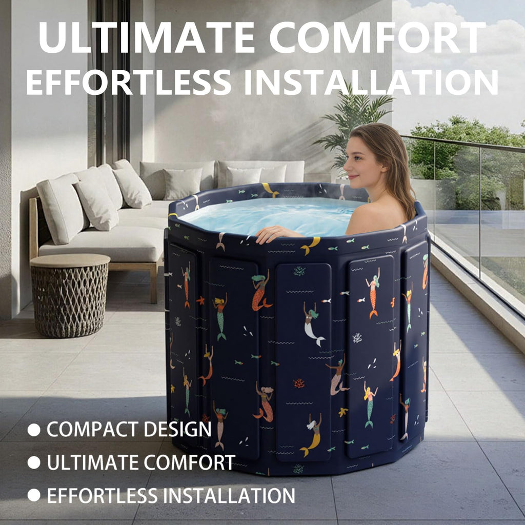 Portable Bathtub for Adult, Foldable Soaking Bathtub for Hot SPA&Ice Bath, Foldable Small Bathtub collapsible bathtub for Bathing, 6-layer Insulated portable tub,Space-Saving (black 41.3X26.6 IN)