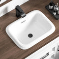 19 Inch Drop In Bathroom Vessel Sink with Overflow Rectangle White