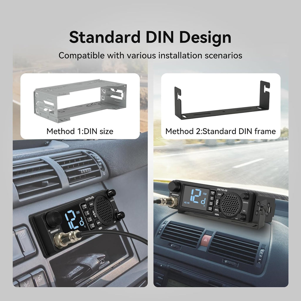 Retevis MB4 DIN Mount CB Radio kit with Antenna,External CB Speaker(1 Pack)