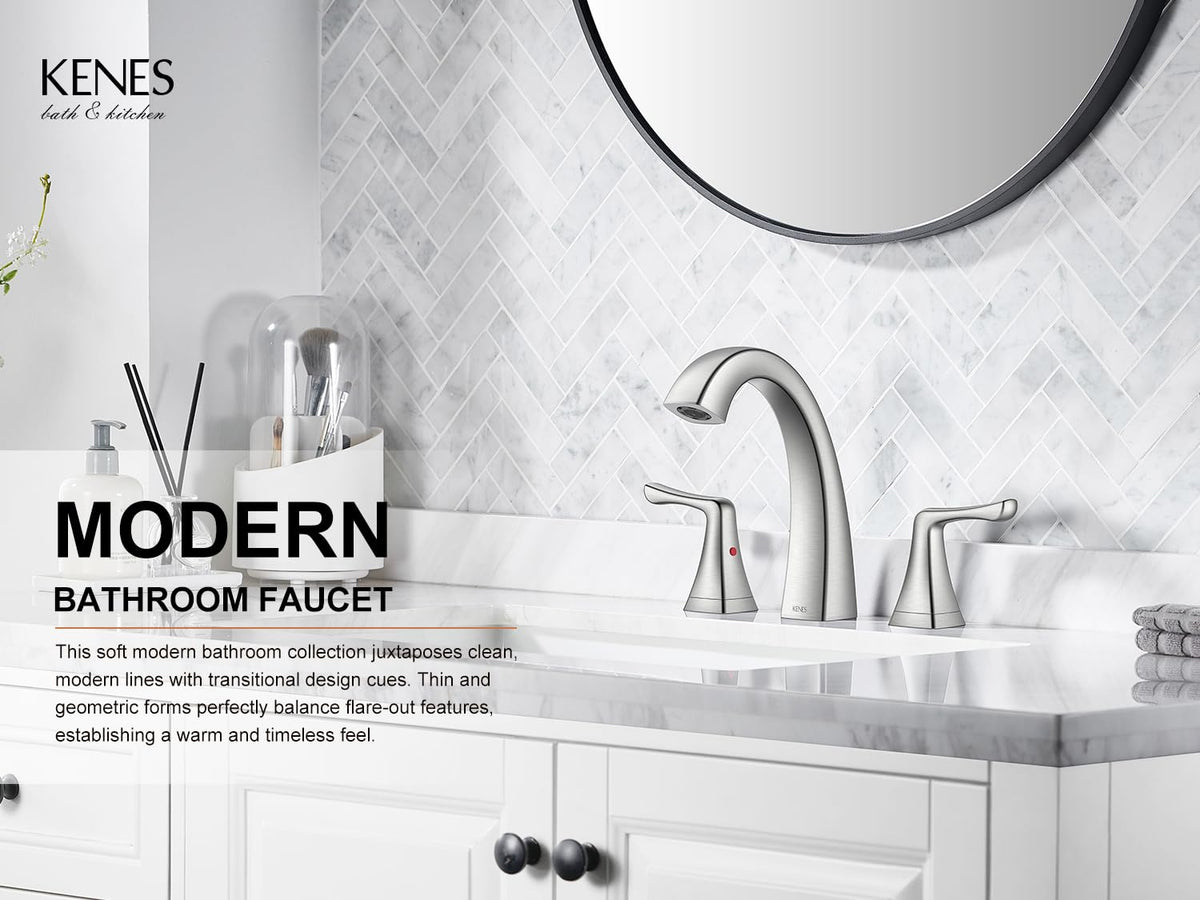 KENES Bathroom Faucets for Sink 3 Hole, Chrome 8 Inch 2 Handle Widespread