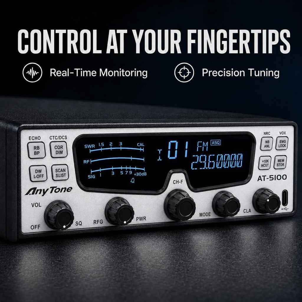 AnyTone AT-5100 10 Meter Amateur Radio, SSB/CW/AM/FM Mobile Transceiver