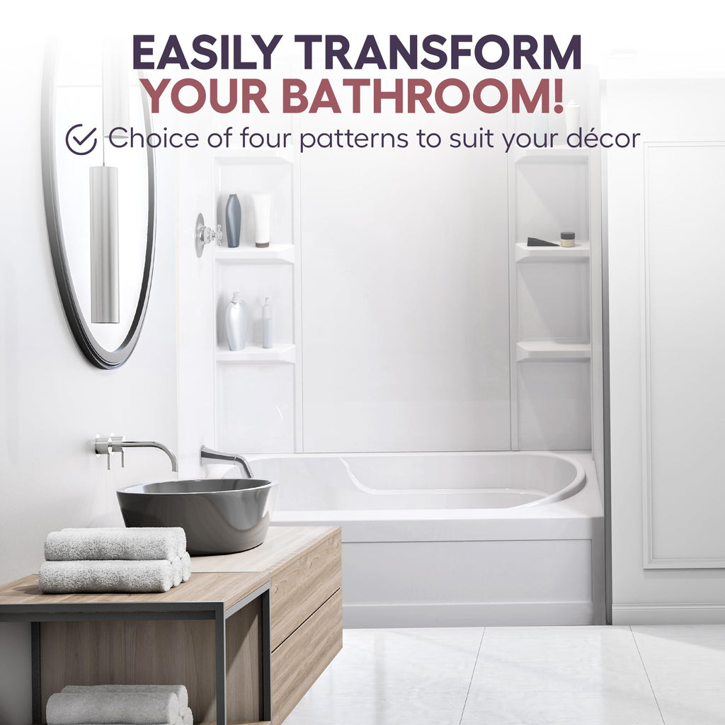 White Acrylic Tub Wall Surround D32 x W60 x H58 - Stacked Tiles Pattern