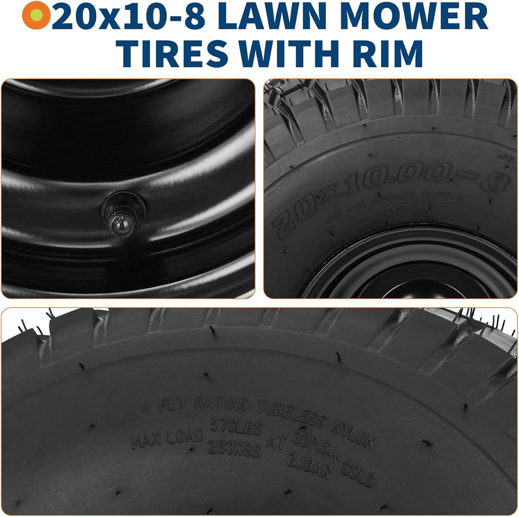 PioneerWorks 2Packs 20x10-8 Lawn Mower Tires and rim