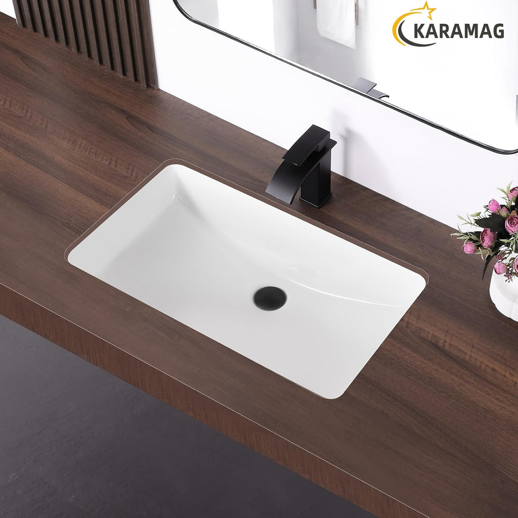27 Inch Undermount Bathroom Sink with Overflow Rectangle Sinks
