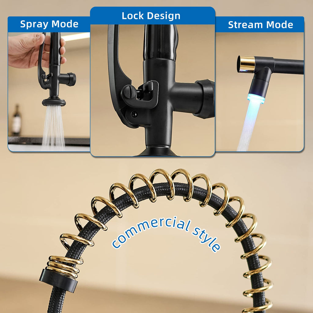 Fapully Black Kitchen Faucet,Commercial Pull Down Kitchen Sink Faucet