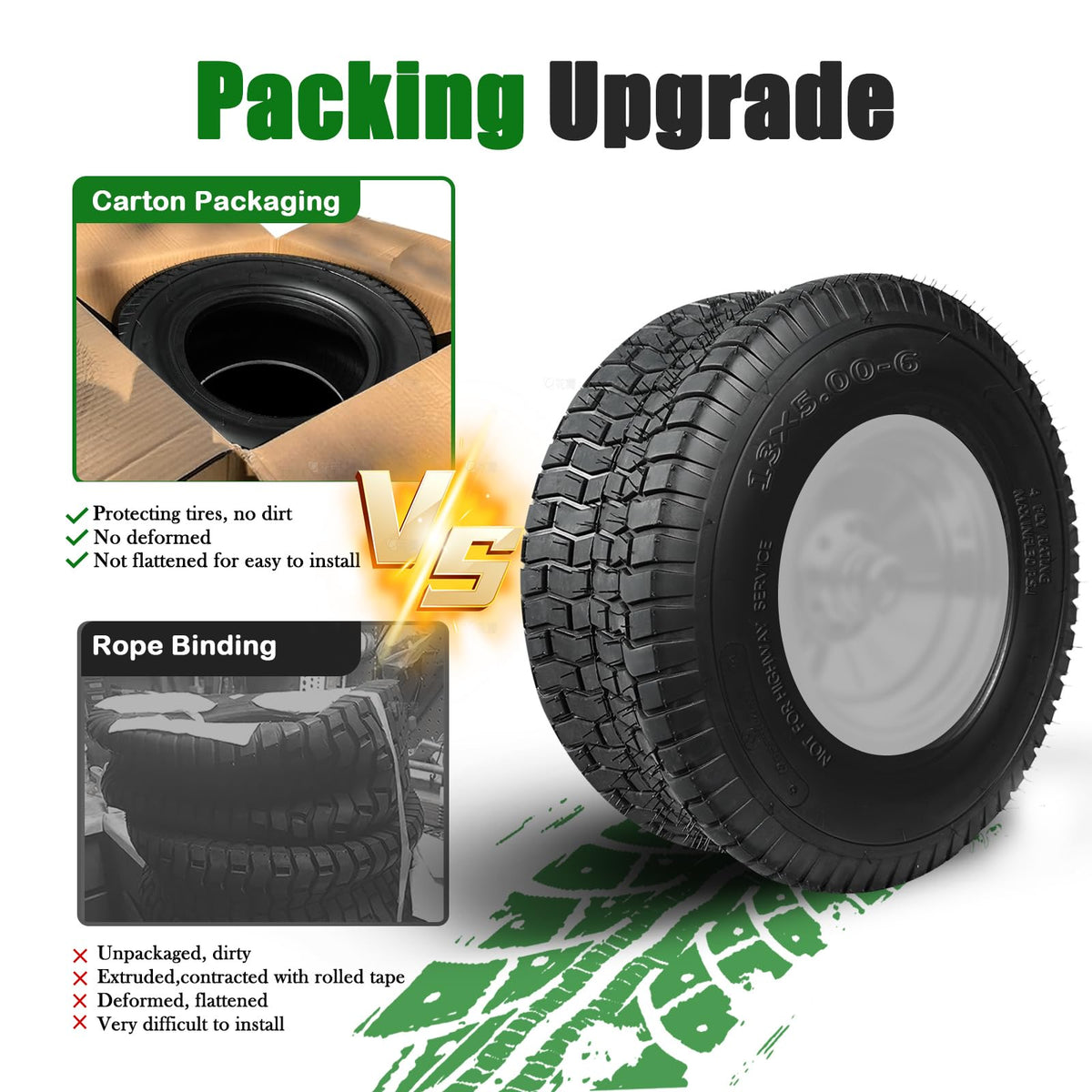 TRIPOWER 24x9.50-12 Lawn Mower Tire, 1 Pack Single Replacement Tire, 4PR Tubeless Turf Tire for Riding Mowers and Garden Tractors, Tire Only, Rim Not Included
