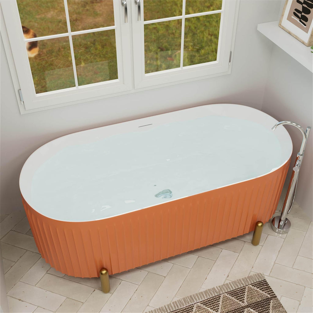 59" Acrylic Freestanding Bathtub,Double Ended,Lozenge Texture,Black