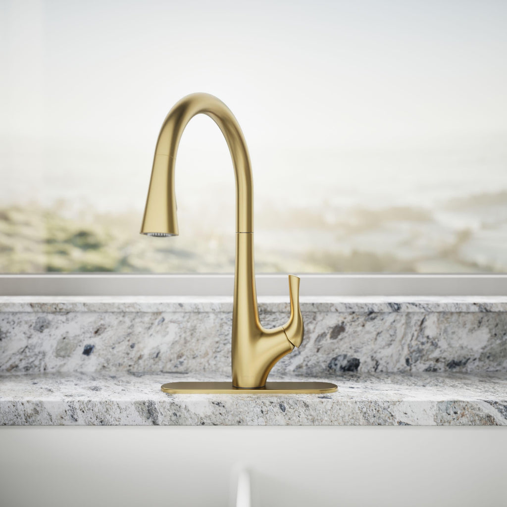 KOHLER R43210-VS Bevinâ¢ Kitchen Sink Faucet with Pull Down Sprayer, Two-Function Sprayhead Kitchen Faucets, 1.5 GPM, Vibrant Stainless