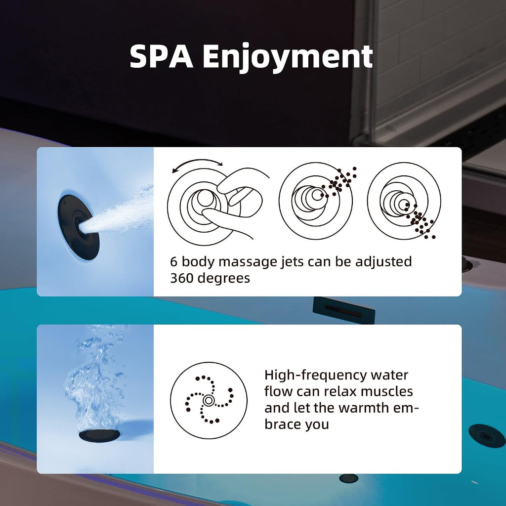 WOODBRIDGE 72"Ã35-3/8" Double Slipper Whirlpool&Air, Heated Soaking Bathtub