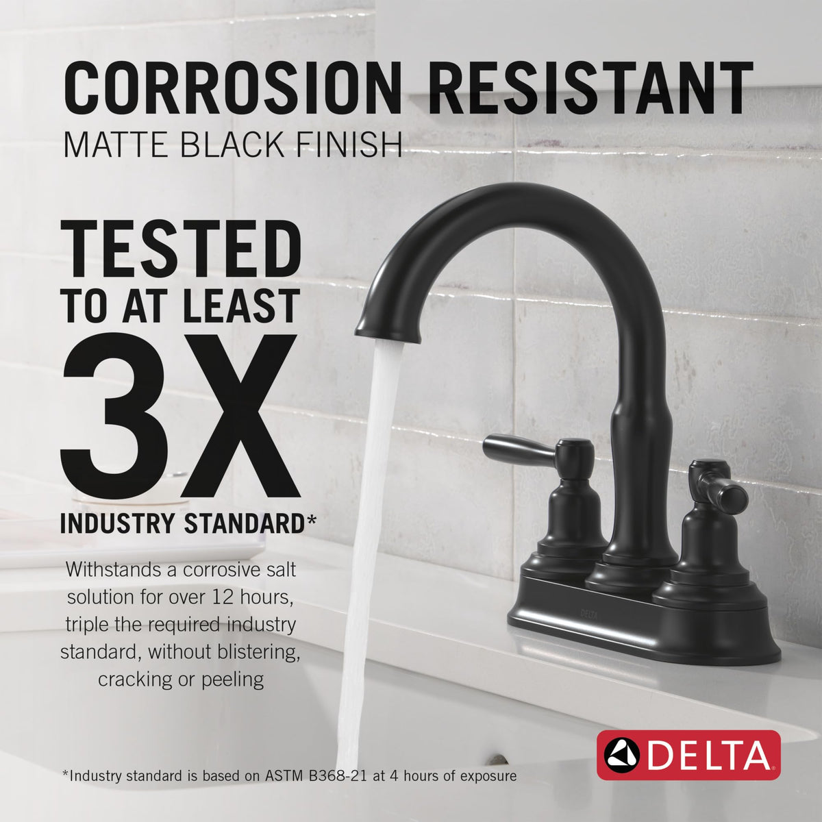 Delta Roe Centerset Brushed Nickel Bathroom Faucet, 4 Inch 3 Hole Bathroom Sink Faucet for Vanity, Push-Pop Drain Assembly, Stainless 25985LF-SS