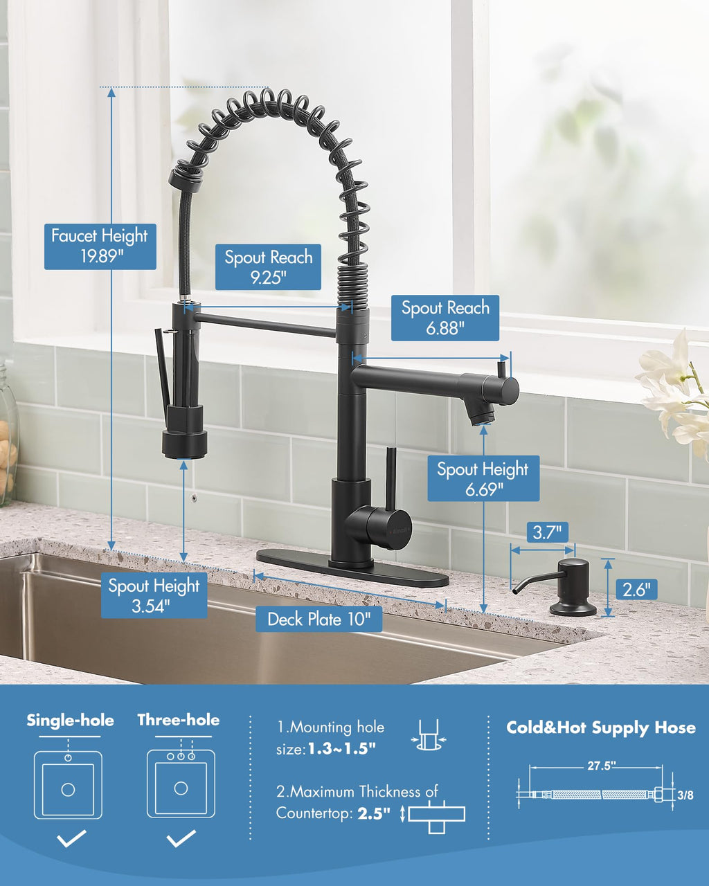 AIMADI Contemporary Kitchen Sink Faucet,Brushed Nickel Stainless Steel