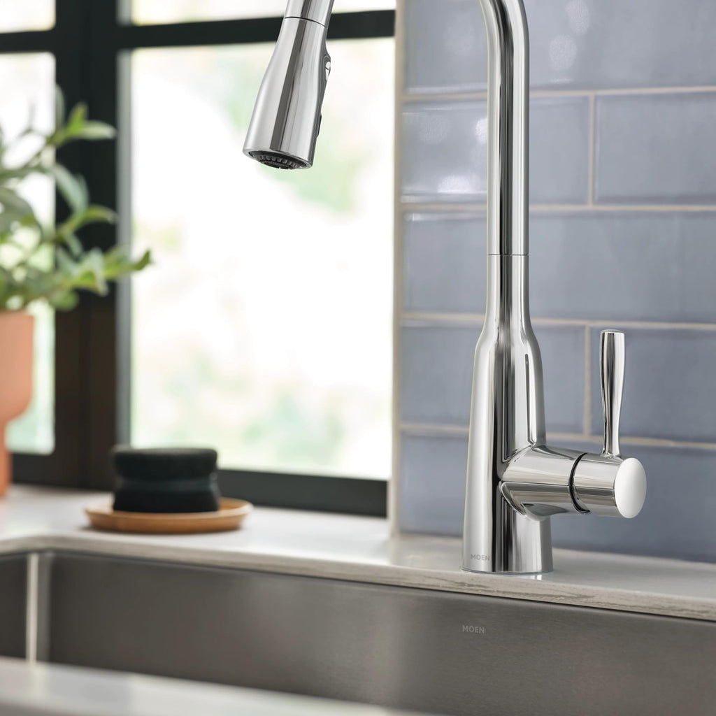 Moen Orivesi Stainless Pulldown Kitchen Faucet with Power Boost, Transitional Kitchen Faucet, One-Handle Single Hole High Arc, Easy Installation, Spot Resist Finish, 87891SRS