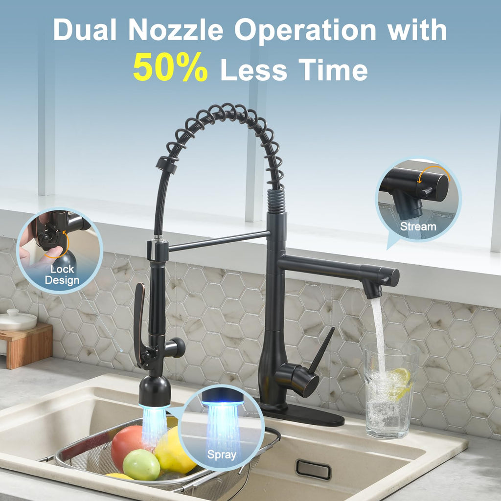 GIMILI Commercial Kitchen Sink Faucet with Pull Down Sprayer Brushed Nickel