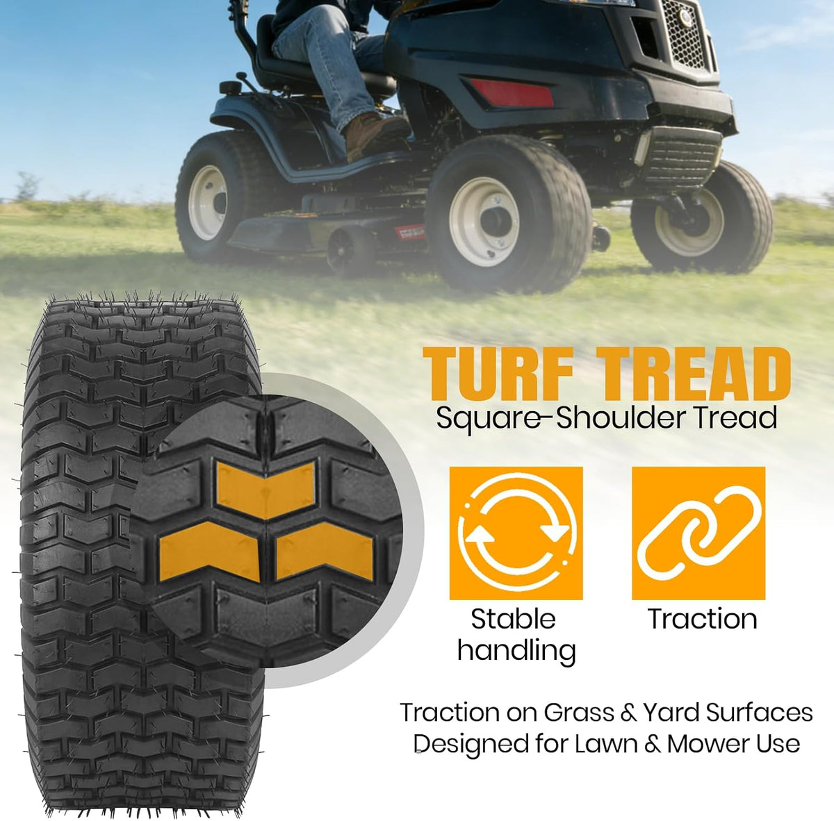 AR-PRO (2 Pack) 20x8.00-8 Lawn Mower Turf Tires, Tubeless, No Rims