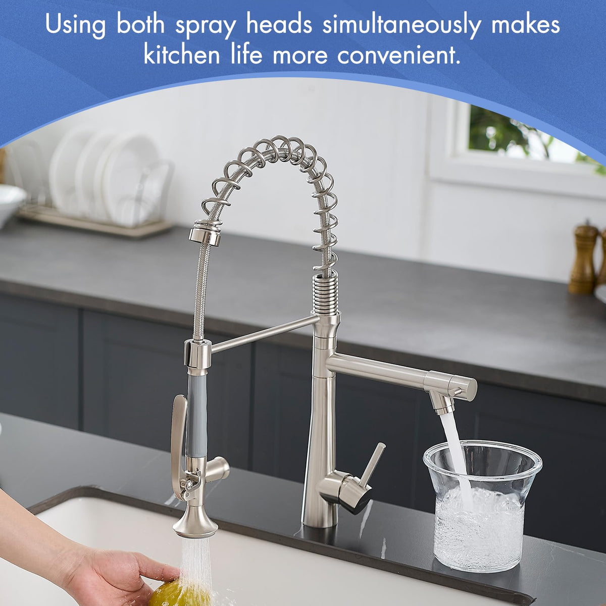 AIMADI Contemporary Kitchen Sink Faucet,Brushed Nickel Stainless Steel