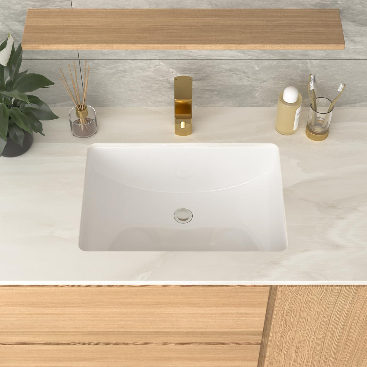 17 Inch Undermount Bathroom Sink Rectangle White
