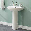 20"x17" Ceramic Pedestal Bathroom Sink with, Single Hole Faucet - Space-Saving Design for Half Baths & Rooms