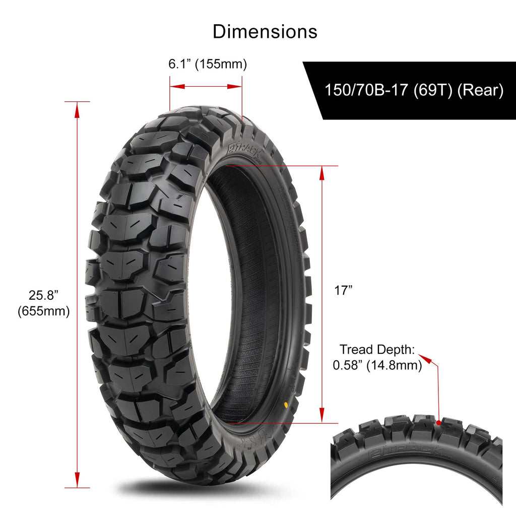 Tusk 2Track Adventure Motorcycle Tire Set ¨C 90/90-21 Front & 130/80-17 Rear ¨C Dual-Sport Off-Road Tires