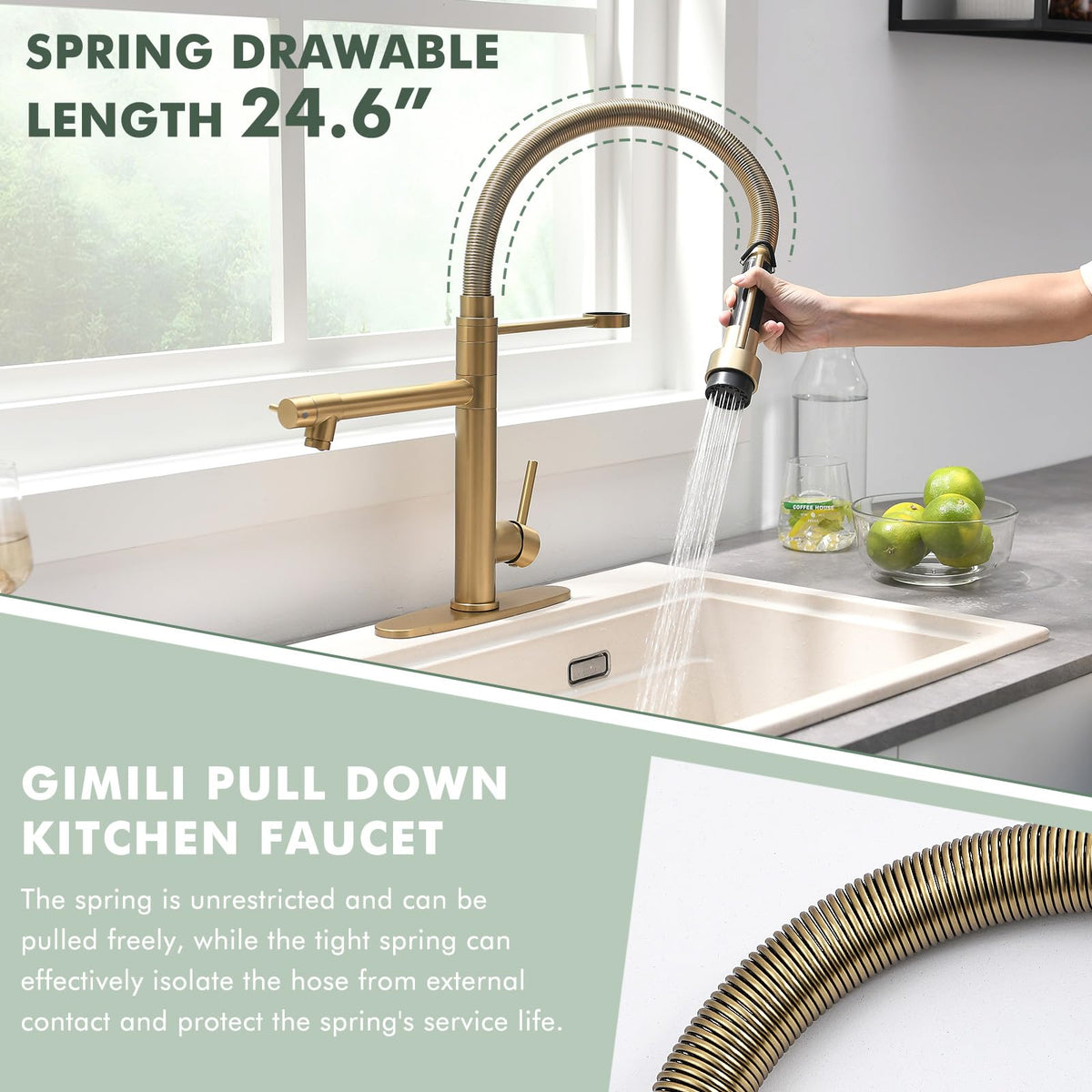 GIMILI Filter Kitchen Faucet Drinking Water Faucet 3 in 1 Brushed Nickel