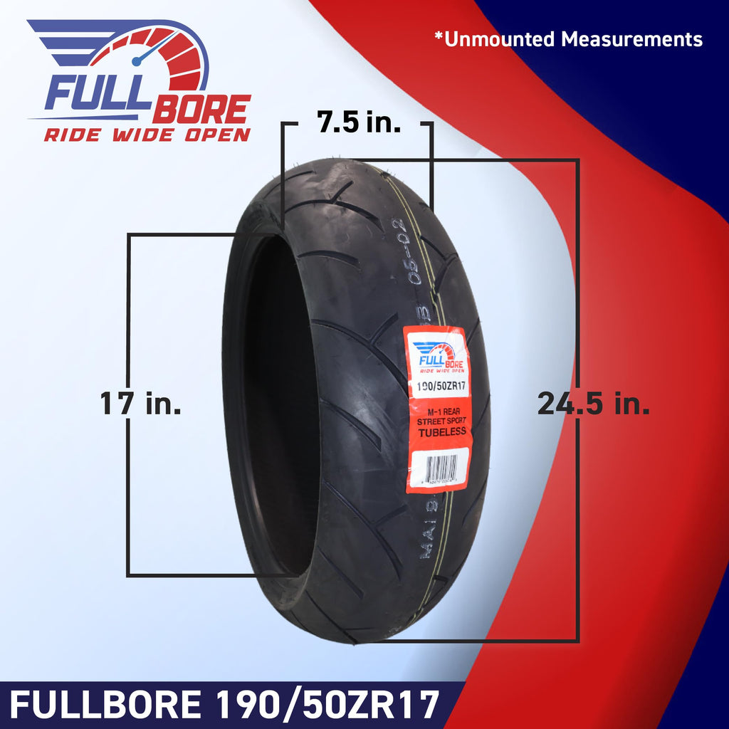 FULL BORE M1 Front Rear Motorcycle Tire Set 120/70ZR17 180/55ZR17 2 Pack
