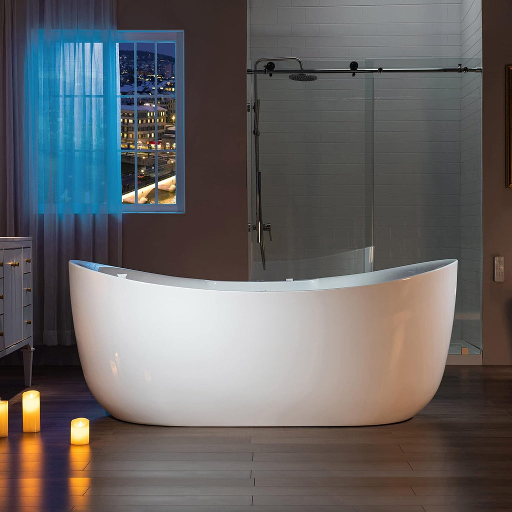 WOODBRIDGE 72"Ã35-3/8" Double Slipper Whirlpool&Air, Heated Soaking Bathtub