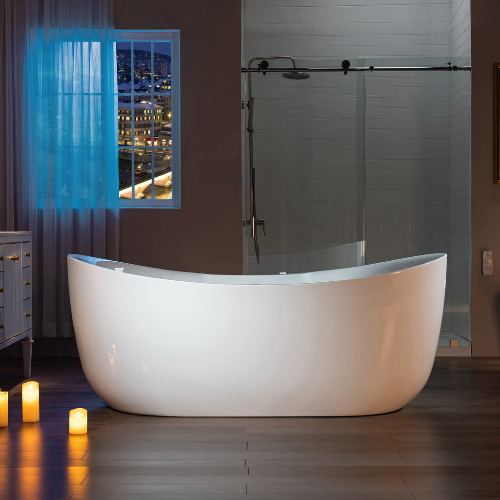 WOODBRIDGE 72"Ã35-3/8" Double Slipper Whirlpool&Air, Heated Soaking Bathtub