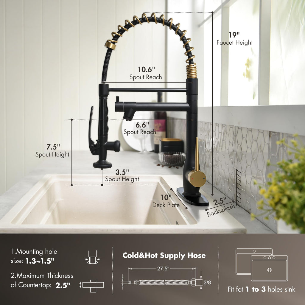 GIMILI Commercial Kitchen Sink Faucet with Pull Down Sprayer Brushed Nickel