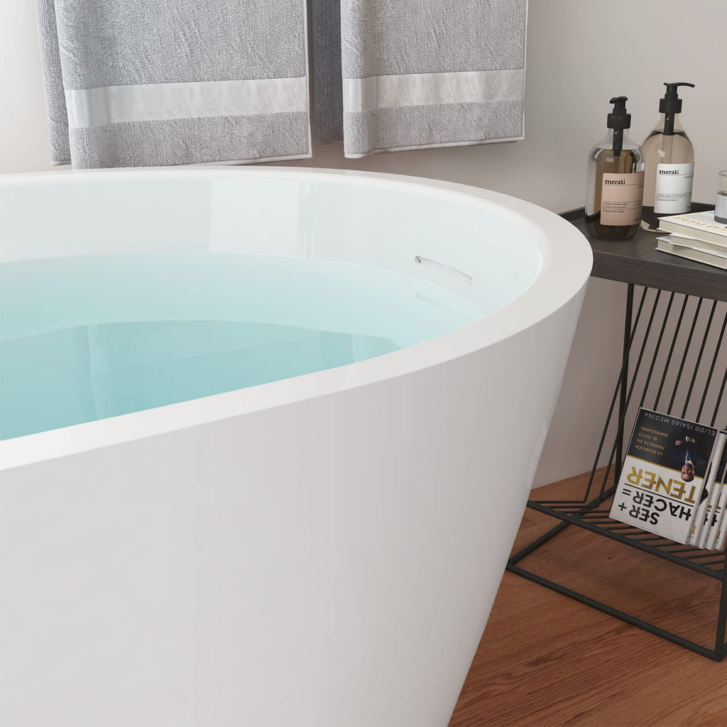 62" Lucite Acrylic Freestanding Bathtub, Double Slipper Soaking Tub