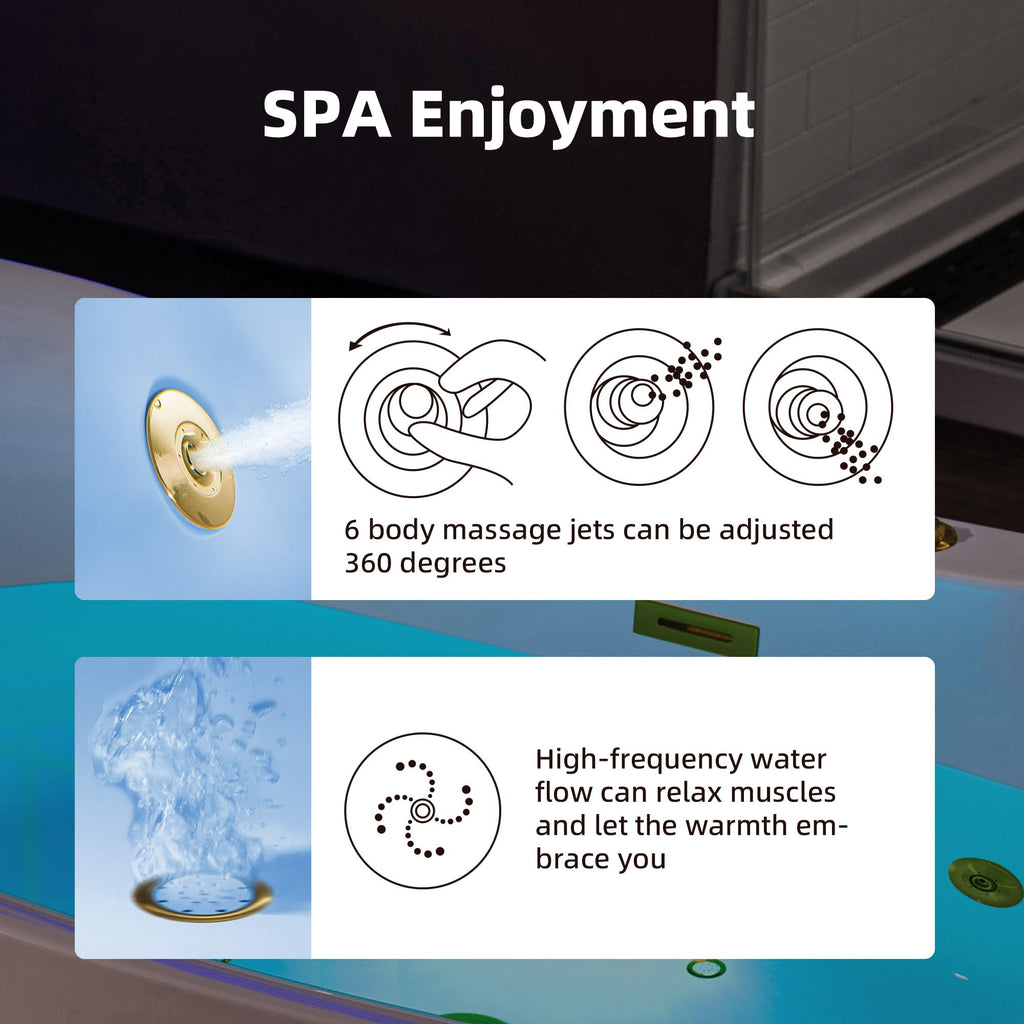 WOODBRIDGE 72"Ã35-3/8" Double Slipper Whirlpool&Air, Heated Soaking Bathtub