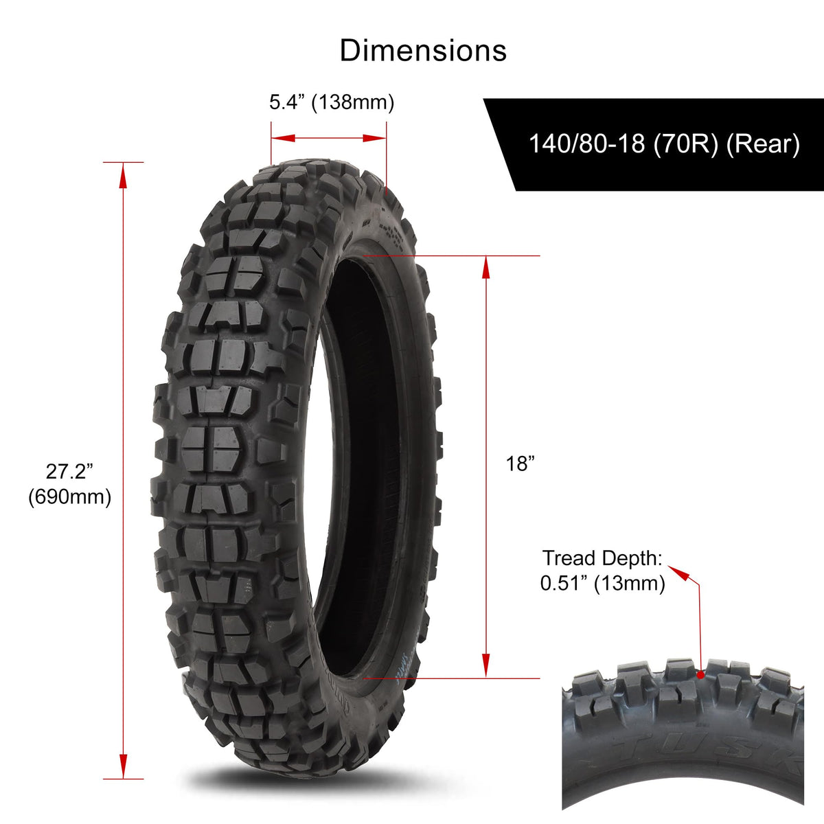 Tusk Waypoint Adventure Motorcycle Tire Set ¨C 90/90-21 Front & 130/90-17 Rear (68R) Tube Type