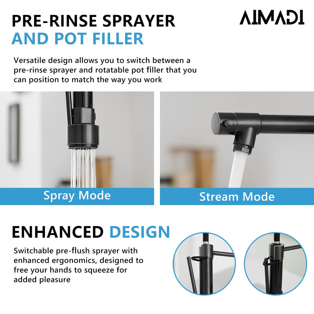 AIMADI Contemporary Kitchen Sink Faucet,Brushed Nickel Stainless Steel