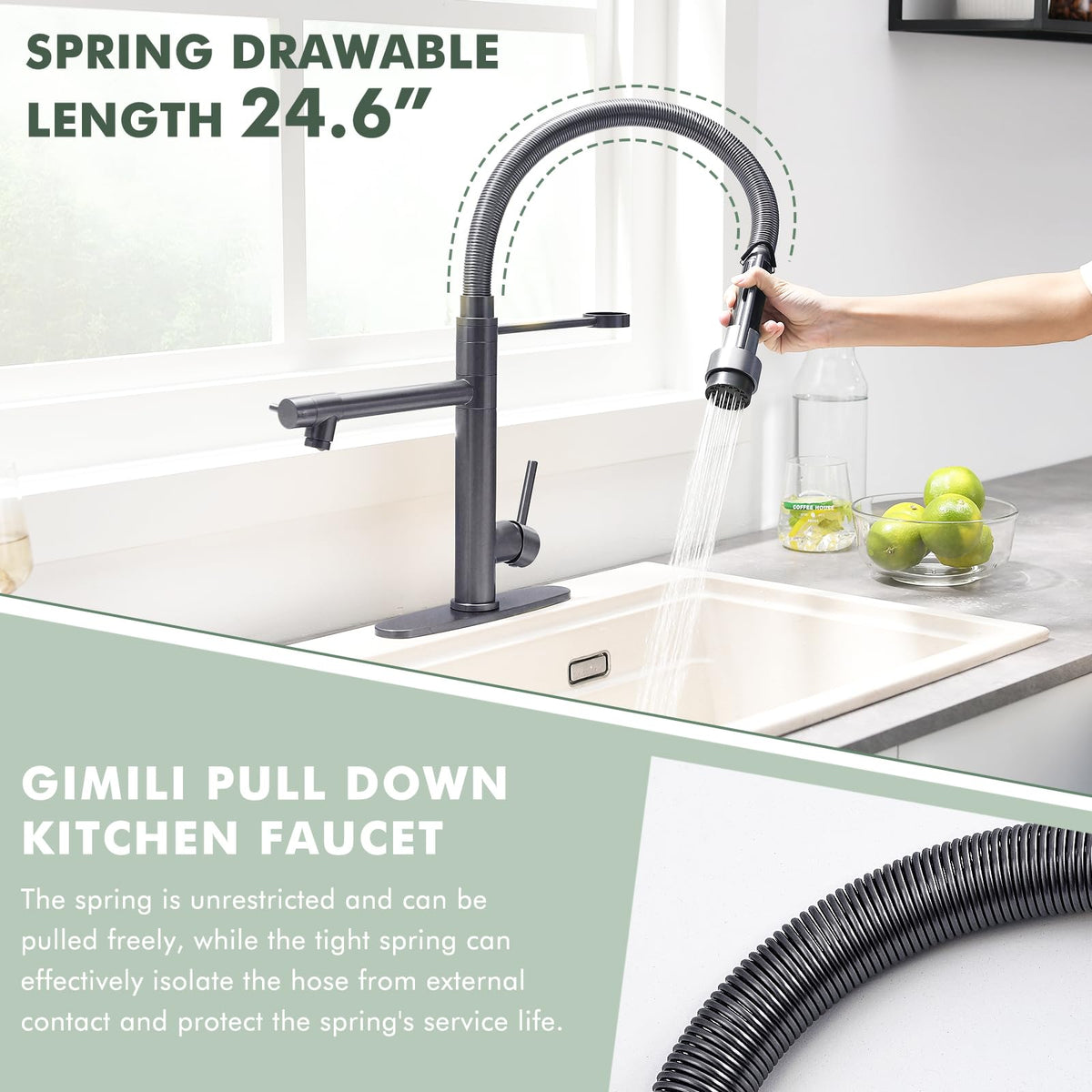 GIMILI Filter Kitchen Faucet Drinking Water Faucet 3 in 1 Brushed Nickel