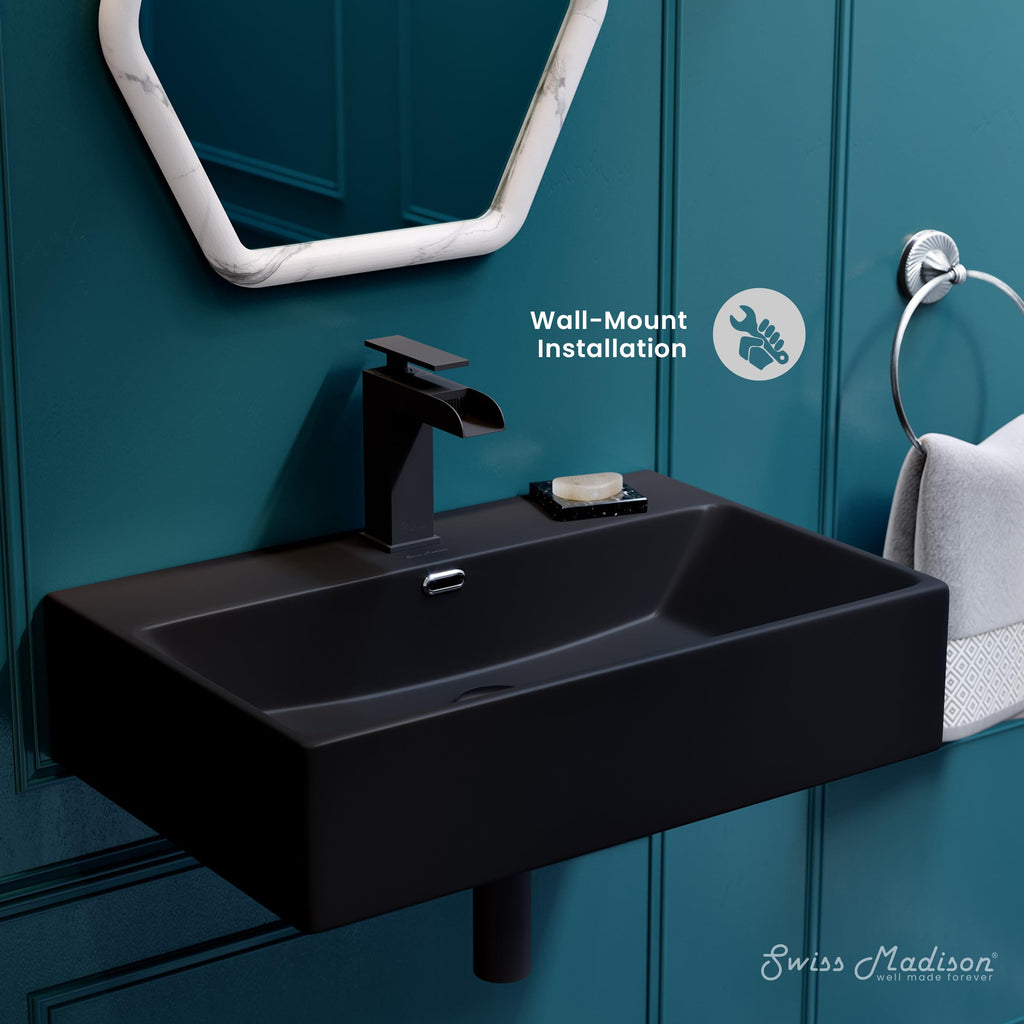 Claire 30" Rectangle Wall Mount Bathroom Sink in Glossy White