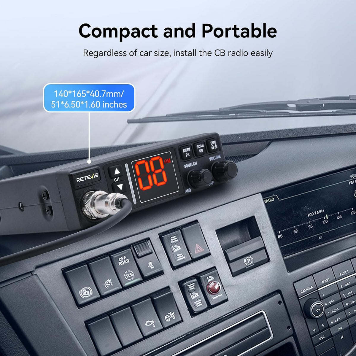Retevis MB3A 40-Channel AM/FM CB Radio Kit, Long Range Radio with Antenna