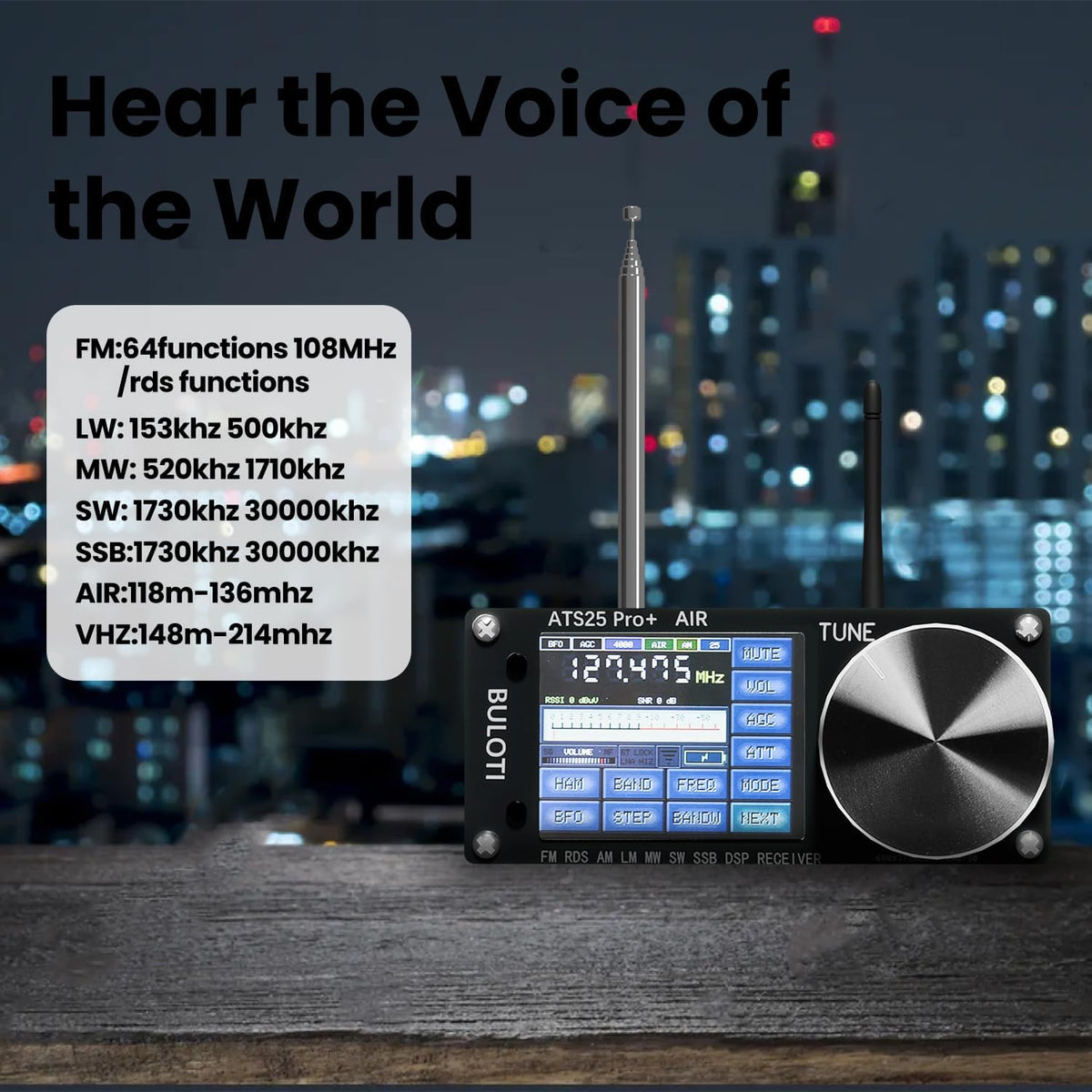 ATS25pro+ Portable Radio AM FM, Touch Screen ShortwaveRadio Receiver, Small VHF Radio FM SW SSB MW LW AIR SDRAviation Band for Home, Indoor, Outdoor, Travel, Camping,Climbing