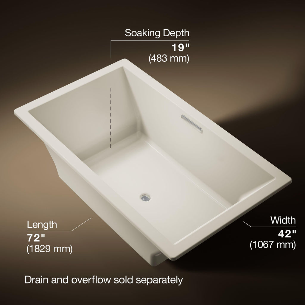 Kohler 1137-0 UnderscoreÂ® 72" x 42" drop-in bath, White