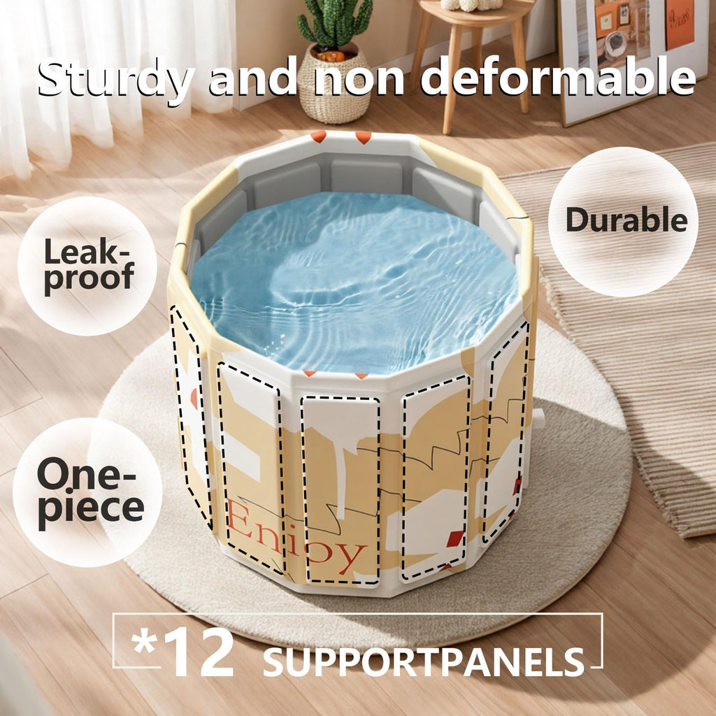 Portable Bathtub for Adult, Foldable Soaking Bathtub for Hot SPA&Ice Bath, Foldable Small Bathtub collapsible bathtub for Bathing, 6-layer Insulated portable tub,Space-Saving (black 41.3X26.6 IN)