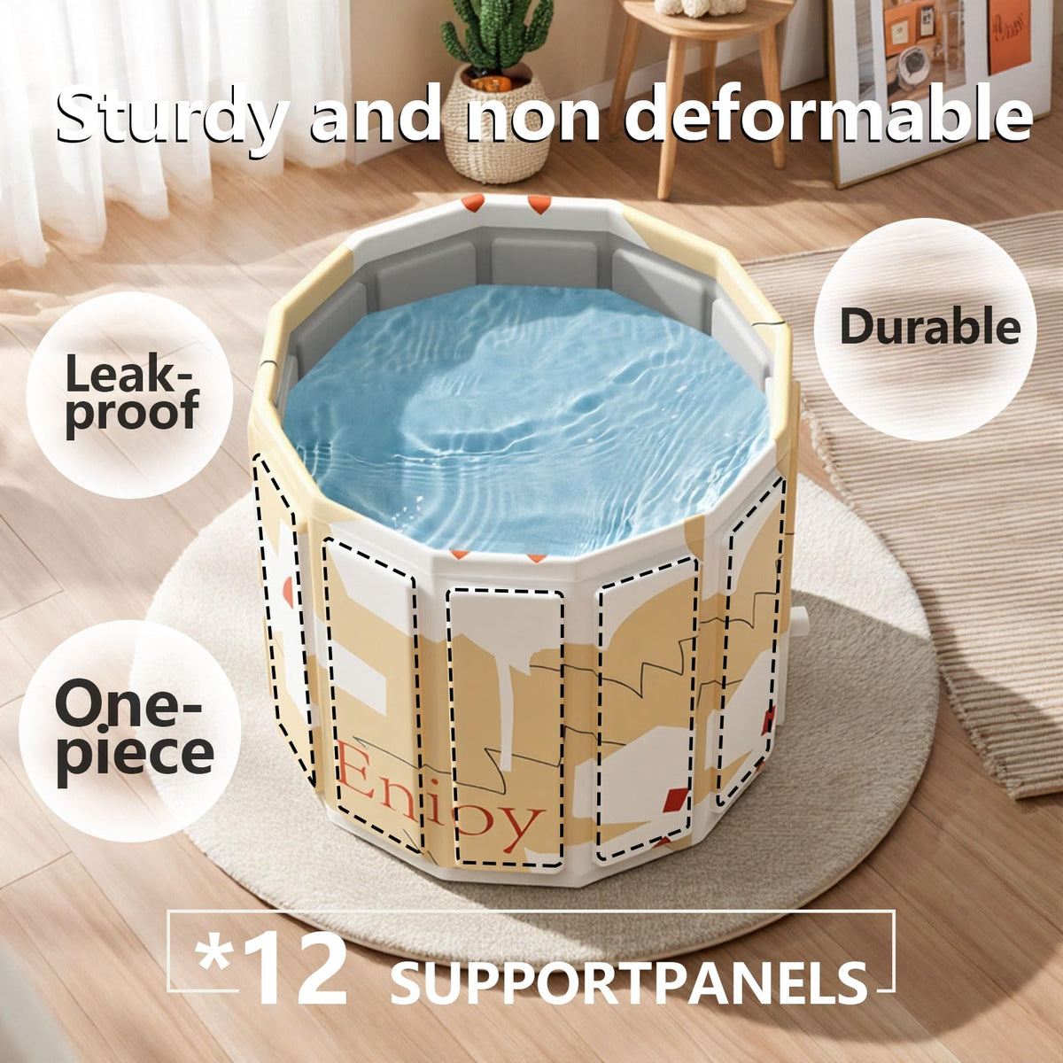 Portable Bathtub for Adult, Foldable Soaking Bathtub for Hot SPA&Ice Bath, Foldable Small Bathtub collapsible bathtub for Bathing, 6-layer Insulated portable tub,Space-Saving (black 41.3X26.6 IN)