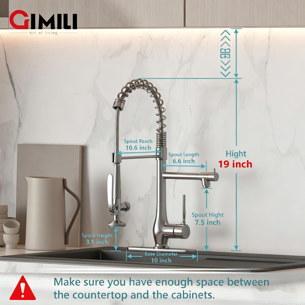 GIMILI Commercial Kitchen Sink Faucet with Pull Down Sprayer Brushed Nickel