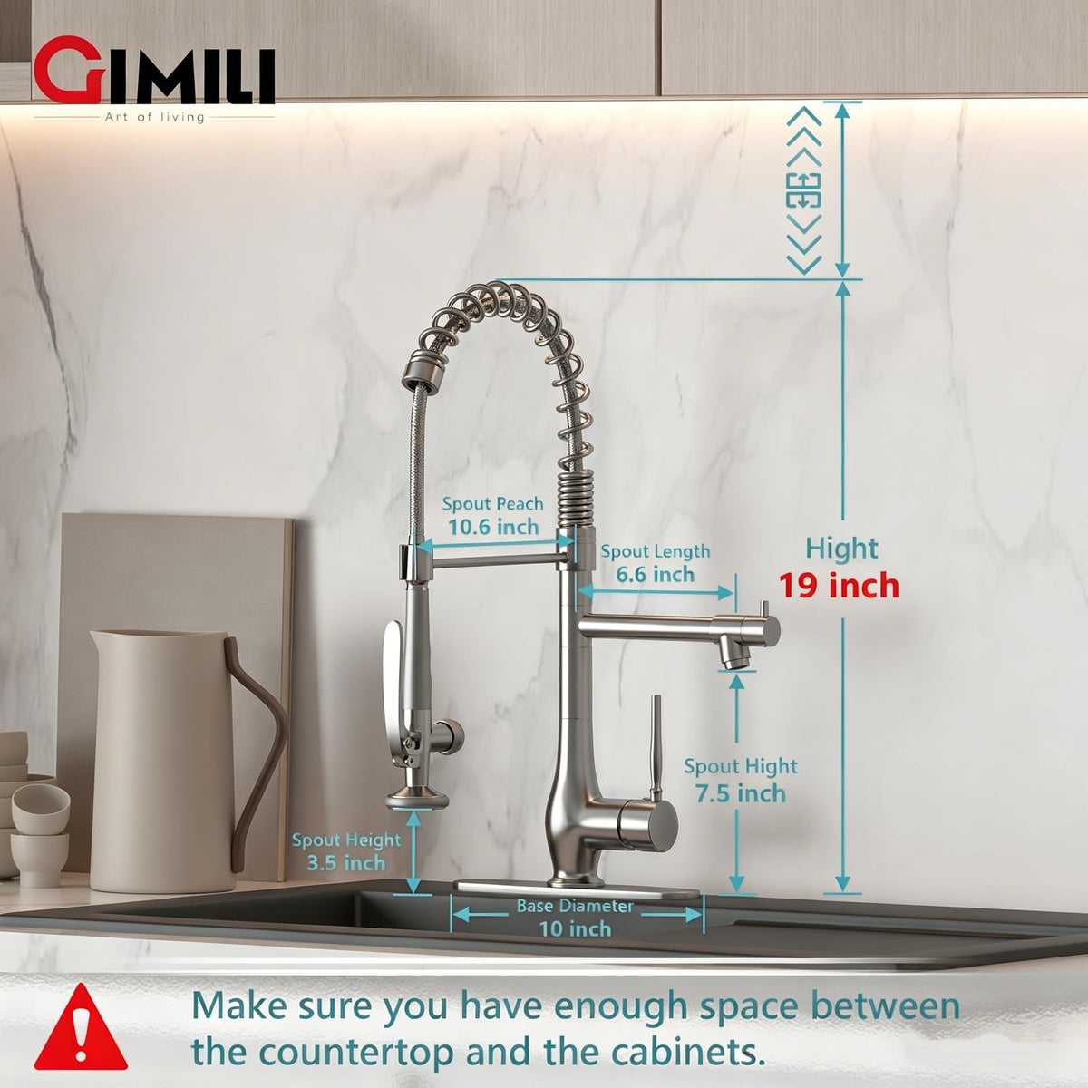 GIMILI Commercial Kitchen Sink Faucet with Pull Down Sprayer Brushed Nickel
