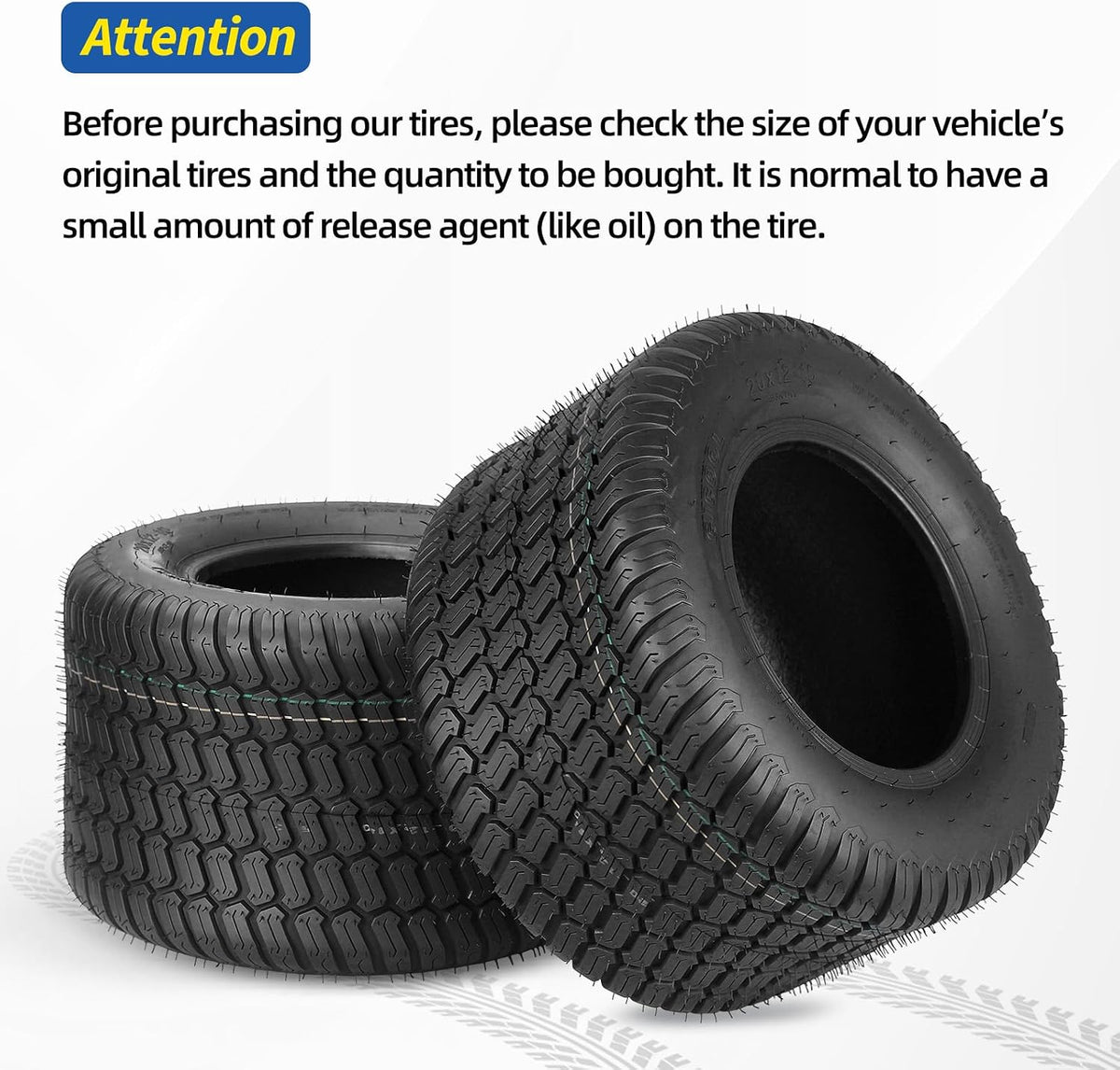 GICOOL 20x12.00-10 Tubeless Lawn Mower Tire for Riding Mower Tractor, 4Ply