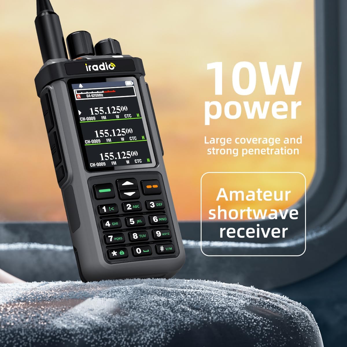 Iradio UV-98 Plus 10W Tri-Band Handheld Ham Radio, Wideband Receiver, Cross-Band Repeater, 1024 Channels, USB-C Charging
