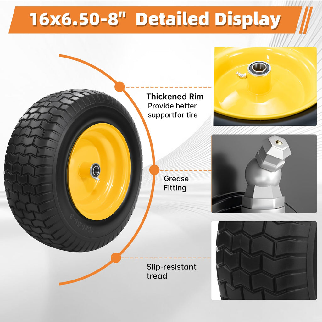 2-Pack 20x10.00-8 Tubeless Lawn Mower Rear Tire and Wheel Assembly, 4-Ply.