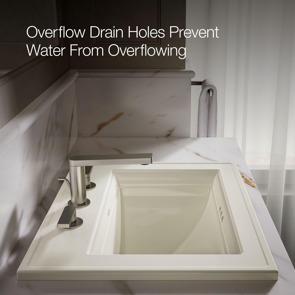Kohler K-2337-8-7 Memoirs Rectangular Drop-In Single Bowl Bathroom Sink Black
