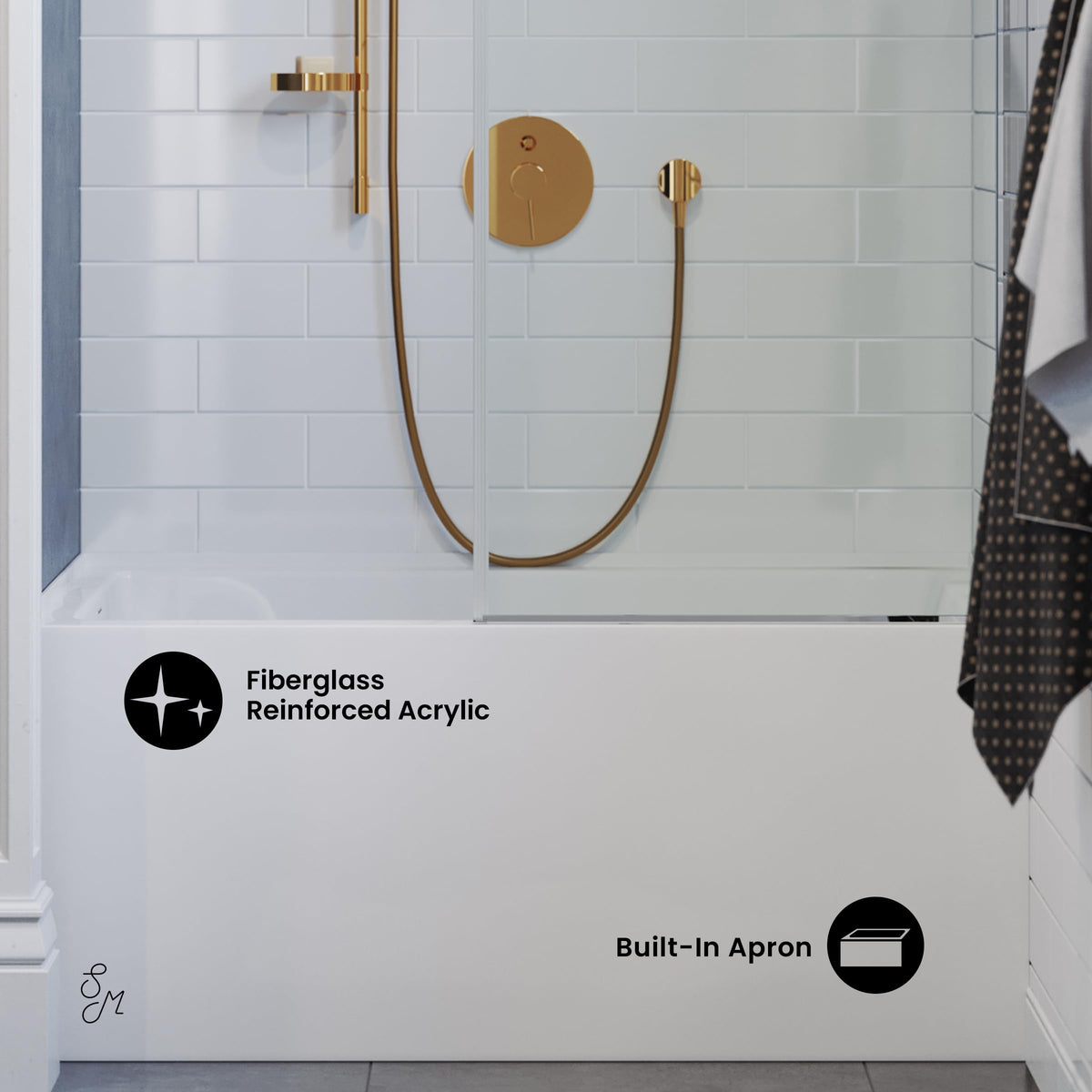 Voltaire 60" x 32" Right-Hand Drain Alcove Bathtub with Apron
