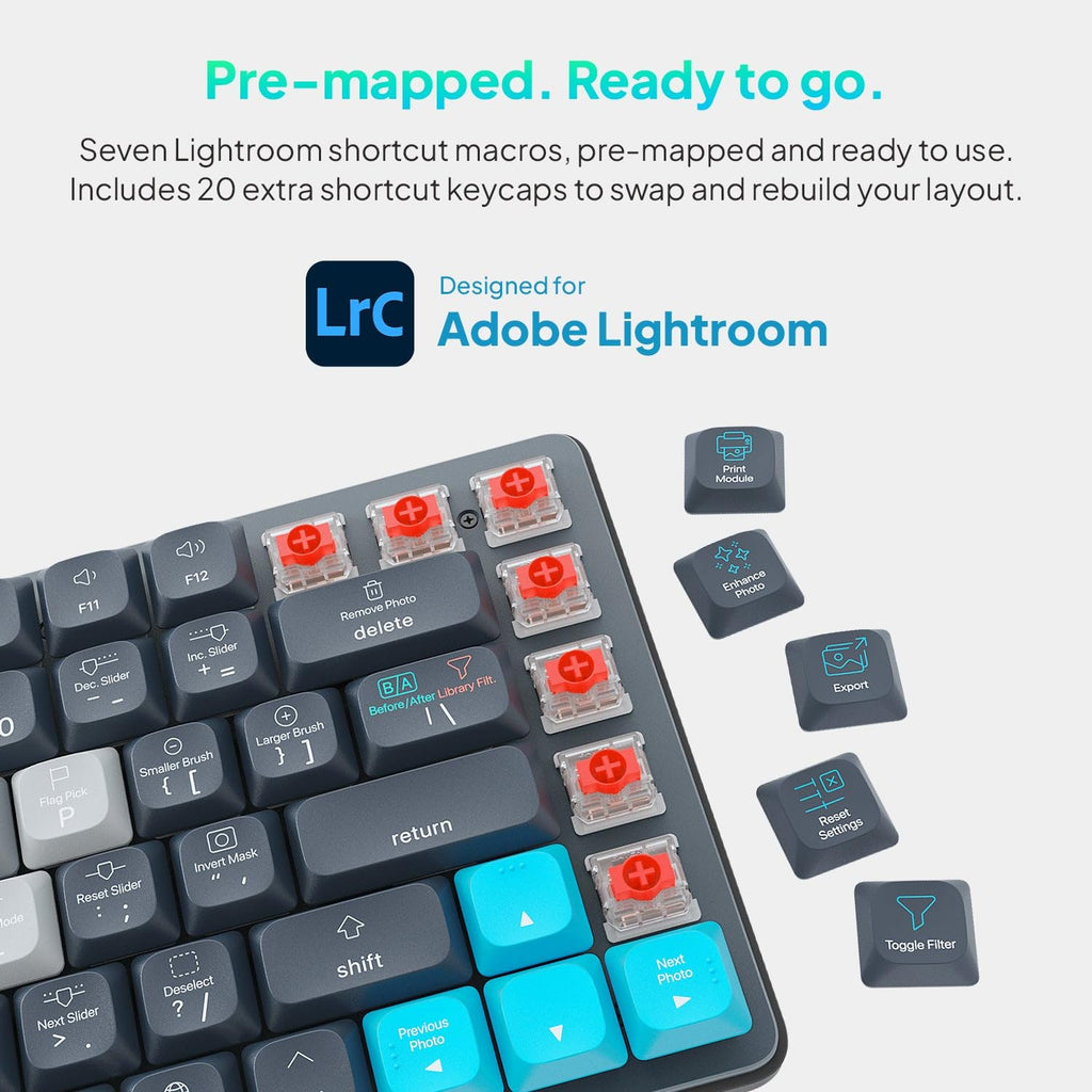 JCPAL Dash Adobe Premiere Pro Wireless Shortcut Keyboard for Mac/PC